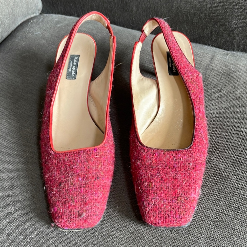 Kate Spade Tweed Slingback Shoes sz 7B